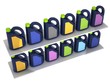 Jerrycans with car engine oil - isolated