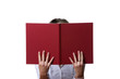 canvas print picture - Woman holding a red book