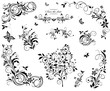 Black and white vintage floral design