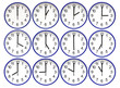 Photo: Wall clocks set on white background. Wall clocks set on white background.