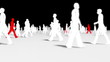 Anonymous Crowd silhouettes with many red leader