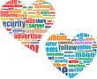 Social media marketing concept in word tag cloud in heart