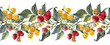 Watercolor Raspberry Seamless Garland