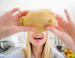 Closeup on teenager girl eating sandwich