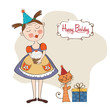 Vector: girl with birthday cake girl with birthday cake
