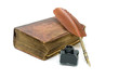 new covenant, an inkwell and pen isolated on white background