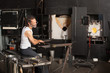 Male Working on Fine Art Glass