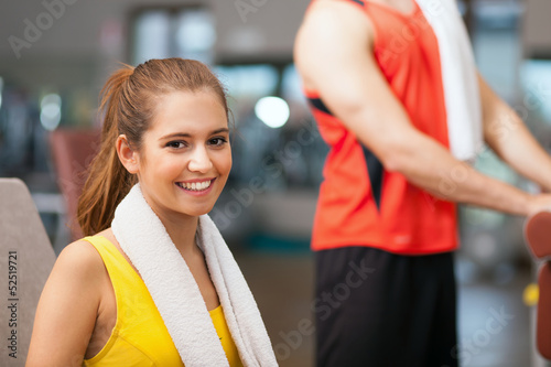 Photo: Woman smiling in a fitness club Woman smiling in a fitness club
