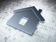 Protection concept: Silver Home on digital background