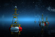 Sea buoys at night.
