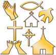 Illustration: Church and Other Christian Symbol Set Church and Other Christian Symbol Set