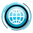 earth blue circle glossy icon