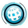 earth blue circle glossy icon