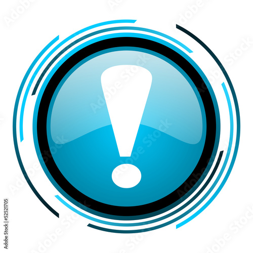 Illustration: exclamation sign blue circle glossy icon exclamation sign blue circle glossy icon