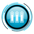 batteries blue circle glossy icon