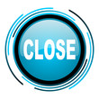 close blue circle glossy icon
