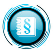 law blue circle glossy icon