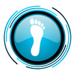 footprint blue circle glossy icon