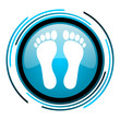 footprint blue circle glossy icon