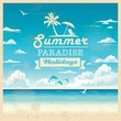 Summer beach vector background in retro style