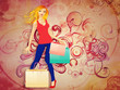 Blond woman with shopping bags