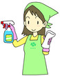 Illustration: 拭き掃除 女性 拭き掃除 女性