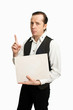 Man with poster