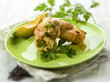 Photo: rolled up with avocado cream and parsley, selective focus rolled up with avocado cream and parsley, selective focus
