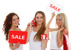 Young  women with sale sign.