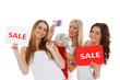 Young  women with sale sign.