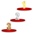 set of numbers of gold silver and bronze color decorated by bril