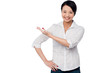 Photo: Pretty casual woman directing the way Pretty casual woman directing the way