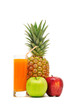 Foto: Glass with juice and fruits isolated on white background Glass with juice and fruits isolated on white background