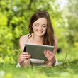 canvas print picture - Girl with tablet