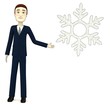 Illustration: 3d render of cartoon character with snowflake 3d render of cartoon character with snowflake