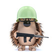 Cute hedgehog dressed as a soldier