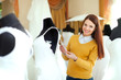 beautiful bride chooses outfit
