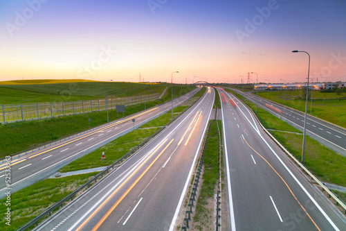 Photo: Bypass road of Tri city at dusk, Poland Bypass road of Tri city at dusk, Poland