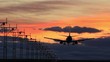 Jet passengers airplane alighting on runway