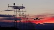 Jet passengers airplane alighting on runway