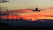 Jet passengers airplane alighting on runway