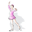 Vector: Ballerina little girl in a pink dress and pointe Ballerina little girl in a pink dress and pointe