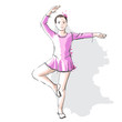 Vector: Ballerina little girl in a pink dress and pointe Ballerina little girl in a pink dress and pointe