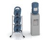 Water cooler with bottles and three bottles