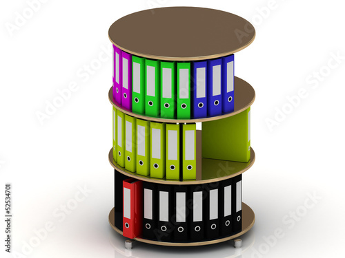 Illustration: Archive of documents on a gold rack Archive of documents on a gold rack