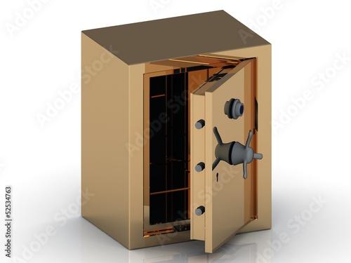 Illustration: Golden safe with the door open Golden safe with the door open