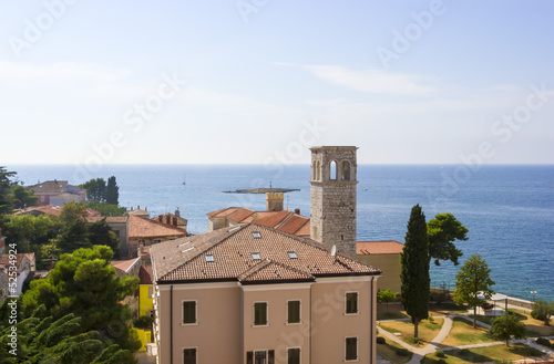 Photo: Panoramic view of down town Porec from the basilica tower, Istra Panoramic view of down town Porec from the basilica tower, Istra