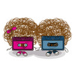 Cartoon comic cassette tape background