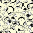 Seamless pattern of headphones and earphones