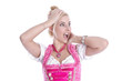 Gesicht blondes Mädchen - erstaunt, isoliert im Dirndl